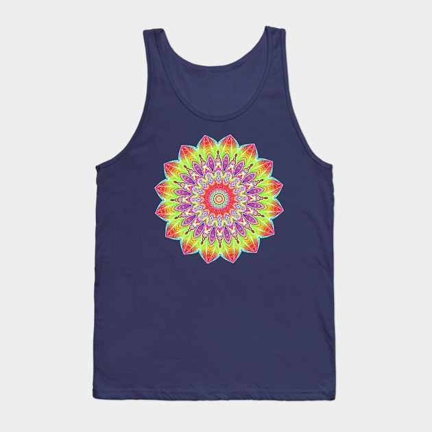 Psychedelic Neon Mandala Tank Top by rebeccawangart